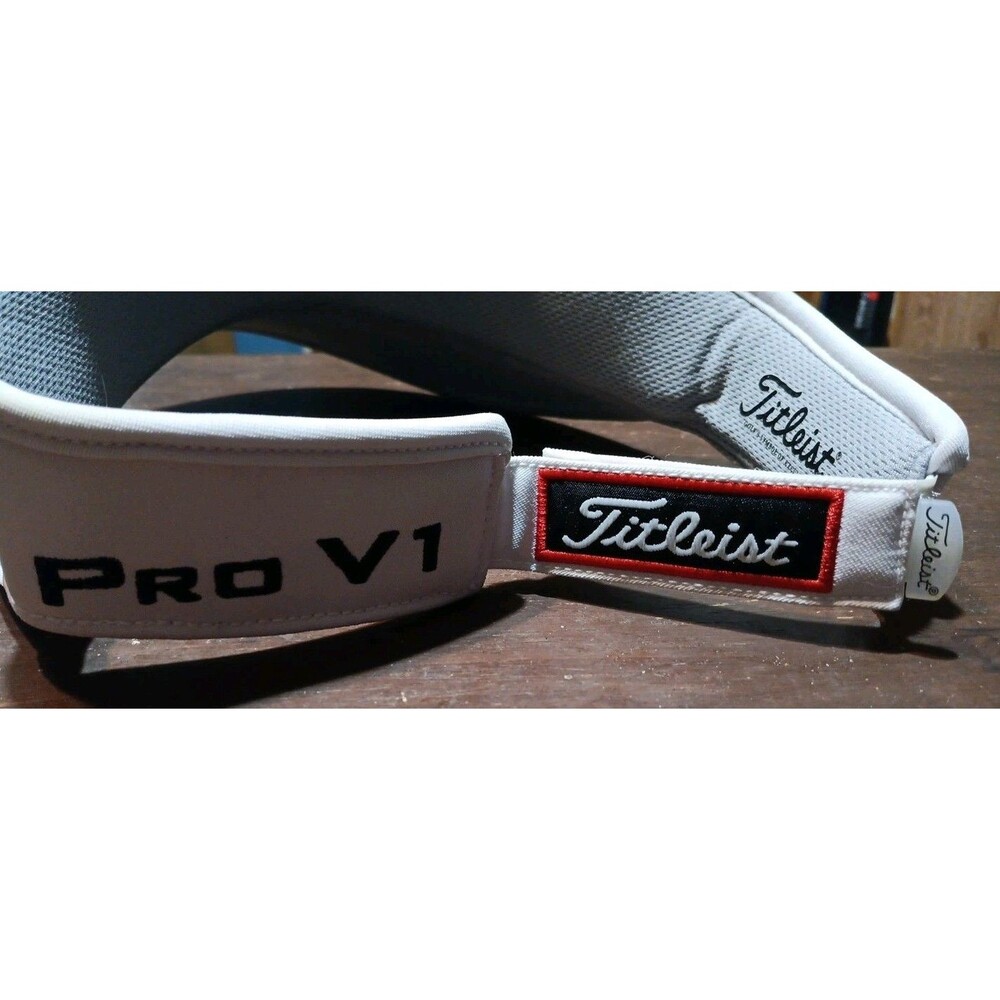 Titleist Pro V1 FootJoy FJ Adjustable Embroidered Logo Visor Gray Red Golf - Picture 3 of 4